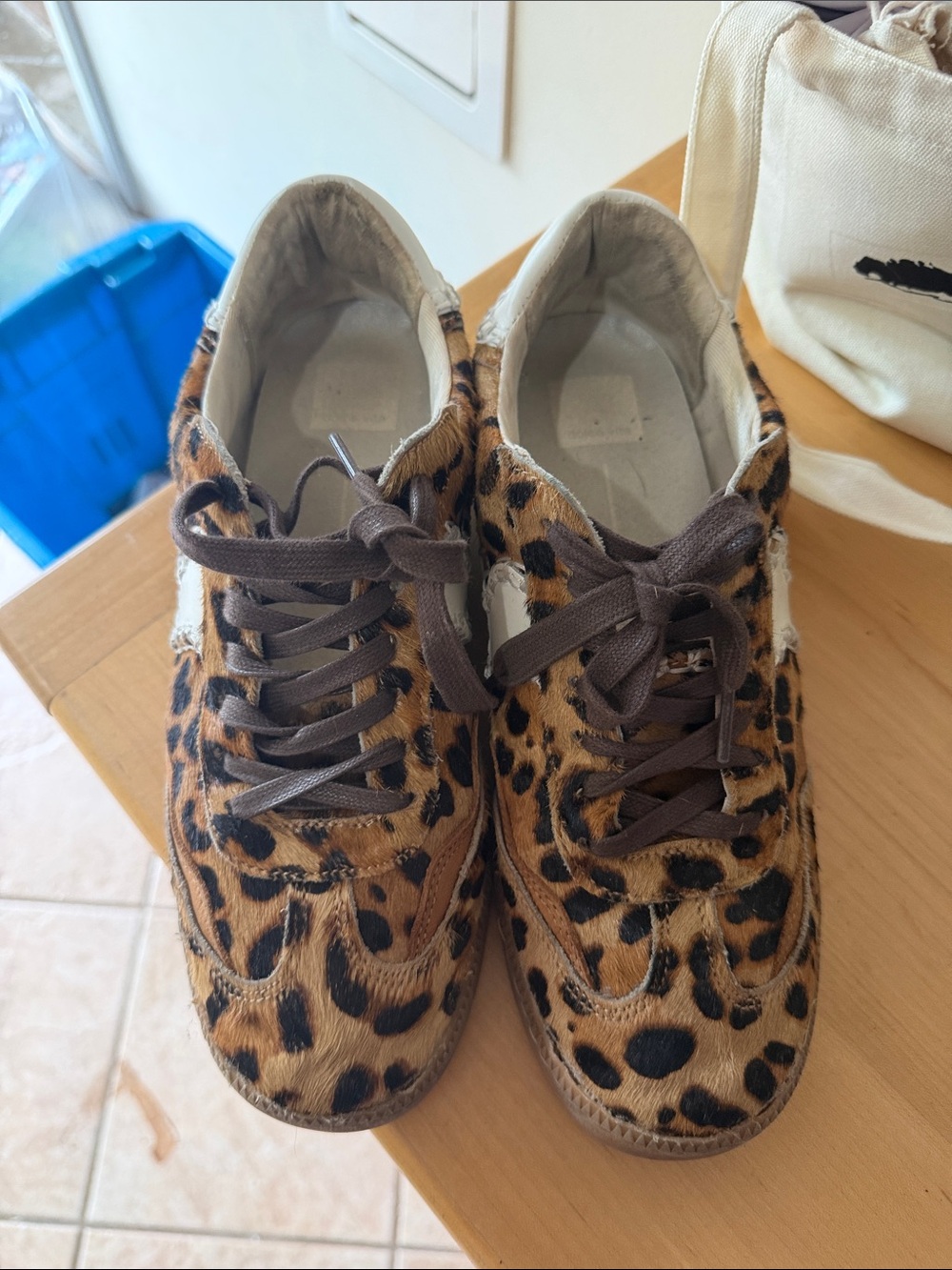 Dolce Vita Leopard Print Brown and Black Sneakers